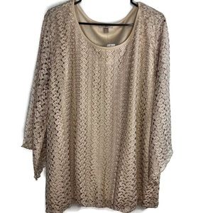 roz & Ali Women’s Lace Long Sleeve Pullover NWT 3X